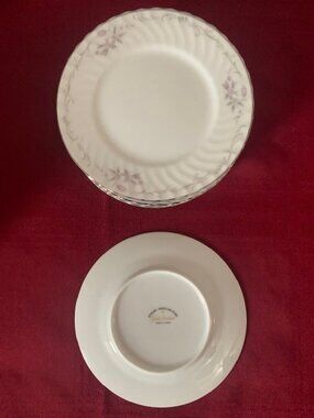 Gold Standard GST1 China Bread Plate Set of 4 - Pink Floral with Gray Scrolls